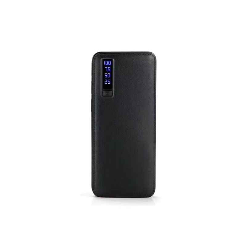 Batterie externe avec torche LED 12000mAh LEATHER DESIGN 3x USB (Noir)