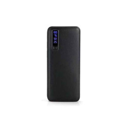 Batterie externe avec torche LED 12000mAh LEATHER DESIGN 3x USB (Noir)