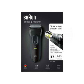Braun Series 3 ProSkin 3020s Rasoir Électrique Homme Barbe. Noir - Rasoir Électrique Rechargeable