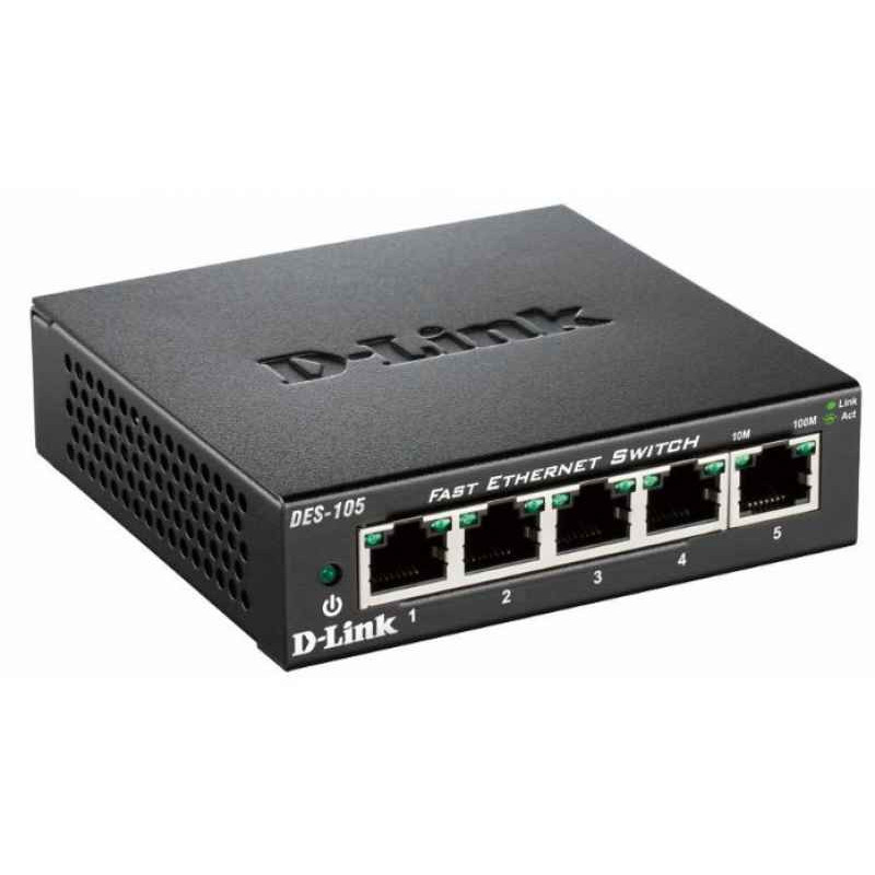 D-Link Noir Switch - Copper Wire 0.1 Gbps - External DES-105/E D-Link Noir Switch - Copper Wire 0.1 Gbps - External DES-105/E