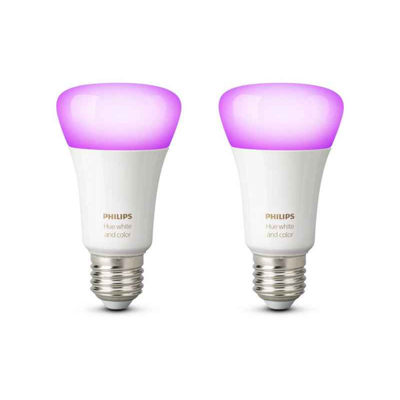 Philips Hue Pack de 2 ampoules ambiance E27 blanc et coloré