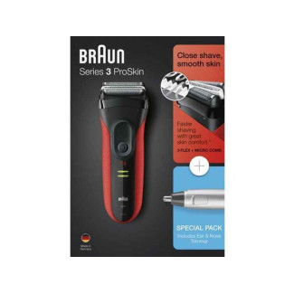 BRAUN Rasoir électrique Série 3 modèle 3030s avec protection (noir/rouge)