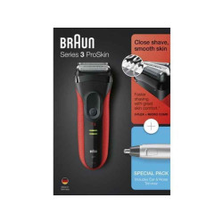 BRAUN Rasoir électrique Série 3 modèle 3030s avec protection (noir/rouge)