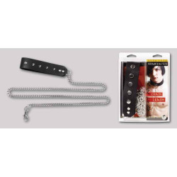 CHAIN LEASH WITH STUDDED HANDLE. HALSBAND&LEINE. LEDER&NICKEL