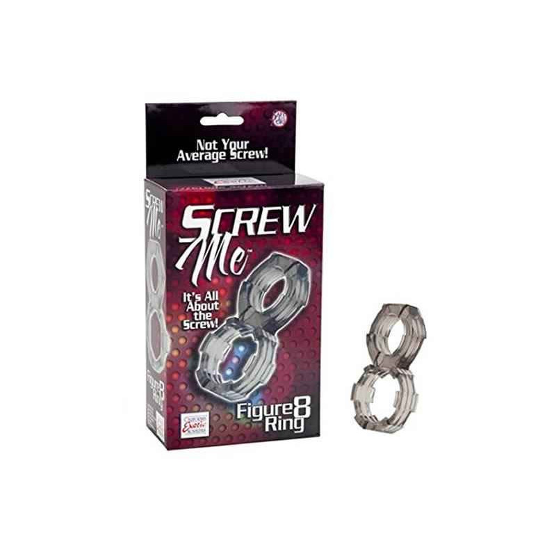 SCREW ME FIGURE 8 RING. DUAL COCK RING. SMOKE. 8. 3CM X 4. 5CM SCREW ME FIGURE 8 RING. DUAL COCK RING. SMOKE. 8. 3CM X 4. 5CM