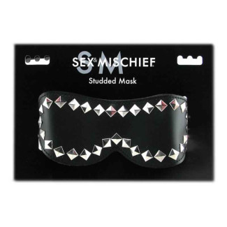 SEX & MISCHIEF STUDDED MASK. AUGENMASKE MIT NIETEN. SCHWARZ