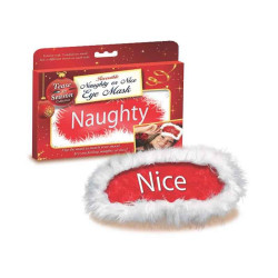 TEASE THE SEASON NAUGHTY OR NICE EYE MASK. MASQUE POUR LES YEUX. ROUGE/BLANC