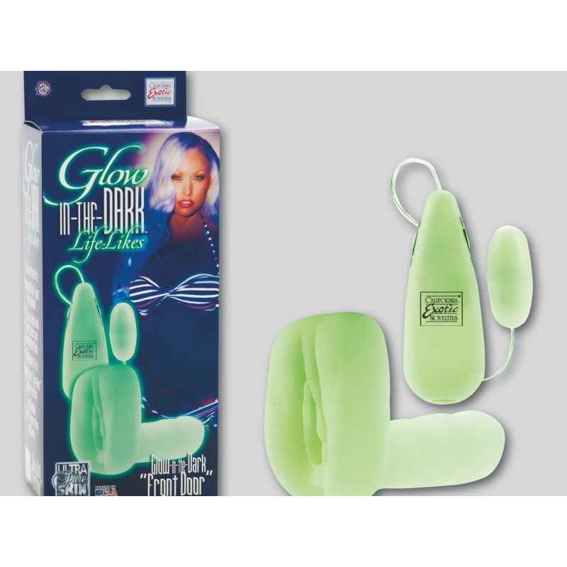 GLOW-IN-THE-DARK LIFE-LIKES. FRONT DOOR VAGINA. VIBRO BULLET