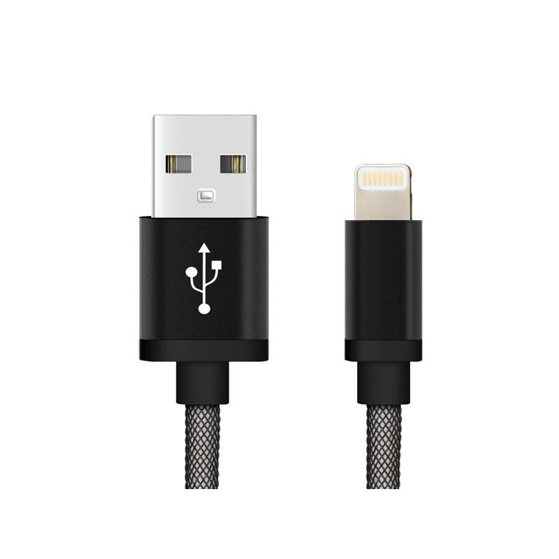 Reekin Chargeur pour Iphone (USB-Lightning) - 1.0 m (Noir-Filet de poisson)