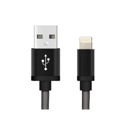 Reekin Chargeur pour Iphone (USB-Lightning) - 1.0 m (Noir-Filet de poisson)