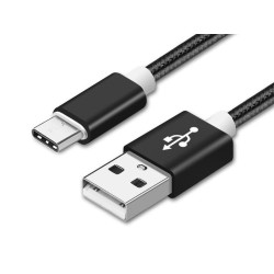 Reekin Chargeur USB Type-C - 1.0 mètre (Noir-Nylon)