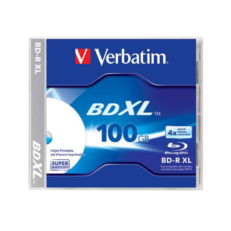 Verbatim BD-R XL 100GB/2-4x Jewelcase (1 Disc) InkJet Printable Surface Verbatim BD-R XL 100GB/2-4x Jewelcase (1 Disc) InkJet Printable Surface