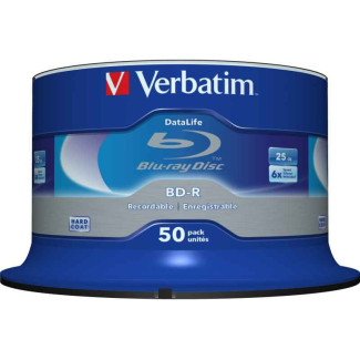 Verbatim BD-R 25GB/1-6x Cakebox (50 Disc) DataLife White Blue Surface 43838