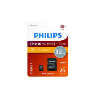 Philips MicroSDHC 32Go CL10 80mb/s UHS-I +Adaptateur au détail