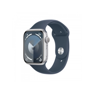 Apple Watch S9 Alu. 45mm GPS Silver Sport Band Storm Blue S/M MR9D3QF/A