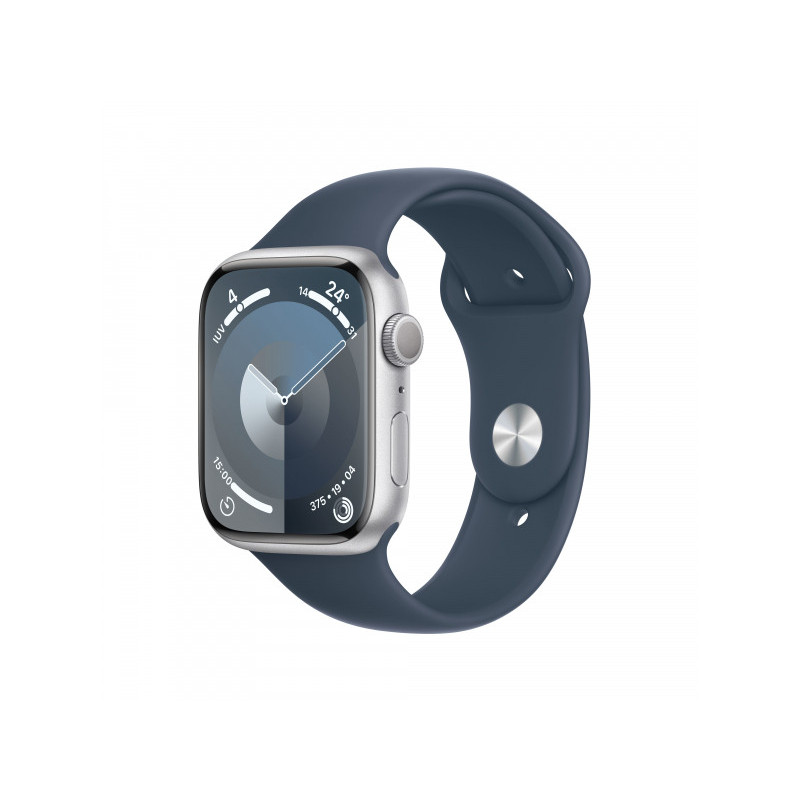 Apple Watch S9 Alu. 45mm GPS Silver Sport Band Storm Blue S/M MR9D3QF/A