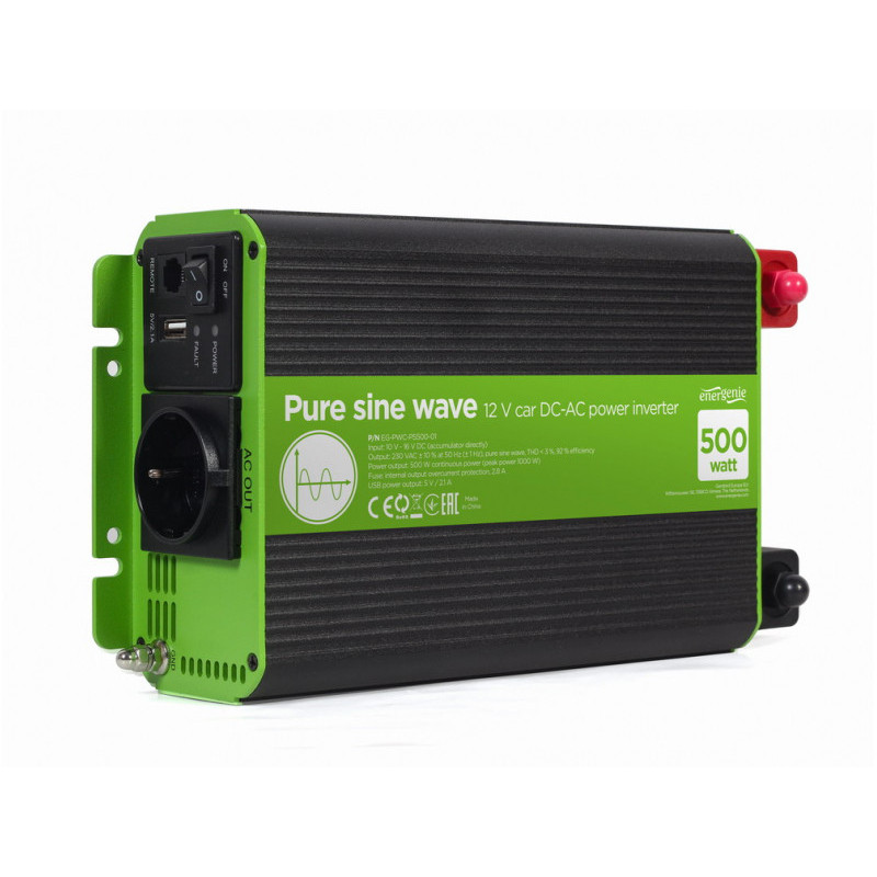 EnerGenie 12 V car DC-AC power inverter 500 W EG-PWC-PS500-01 EnerGenie 12 V car DC-AC power inverter 500 W EG-PWC-PS500-01