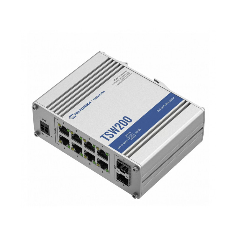 Teltonika TSW200 Unmanaged Switch 8x10/100/1000 + 2xGigabit SFP TSW200 Teltonika TSW200 Unmanaged Switch 8x10/100/1000 + 2xGigabit SFP TSW200