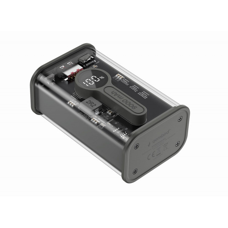 Gembird Transparent Charging Power Bank 9000 mAh Black PB09-TQC3-01