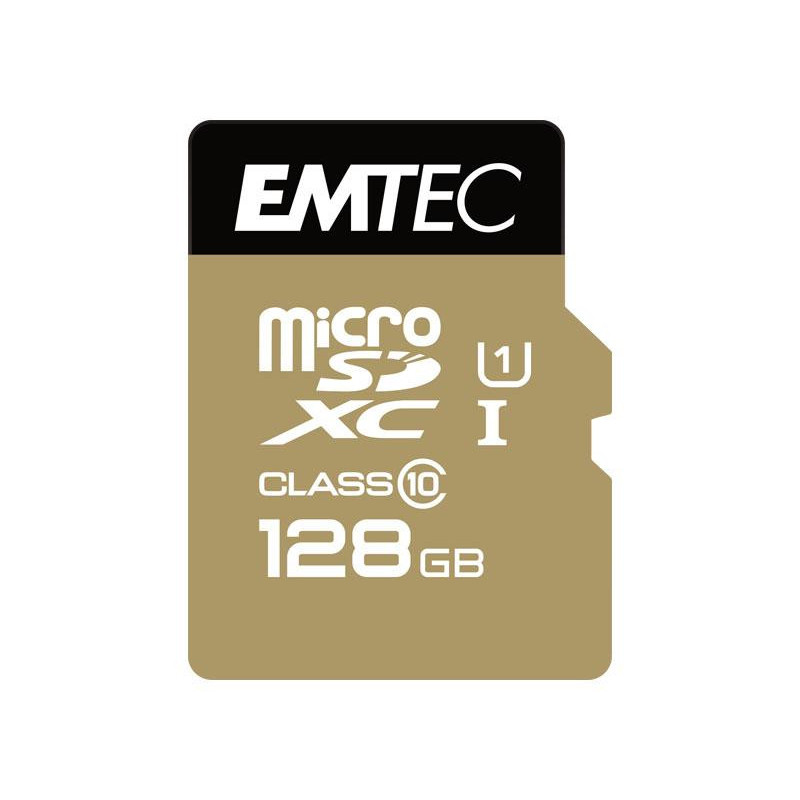 MicroSDXC 128Go EMTEC +adaptateur CL10 EliteGold UHS-I 85MB/s Sous blister 