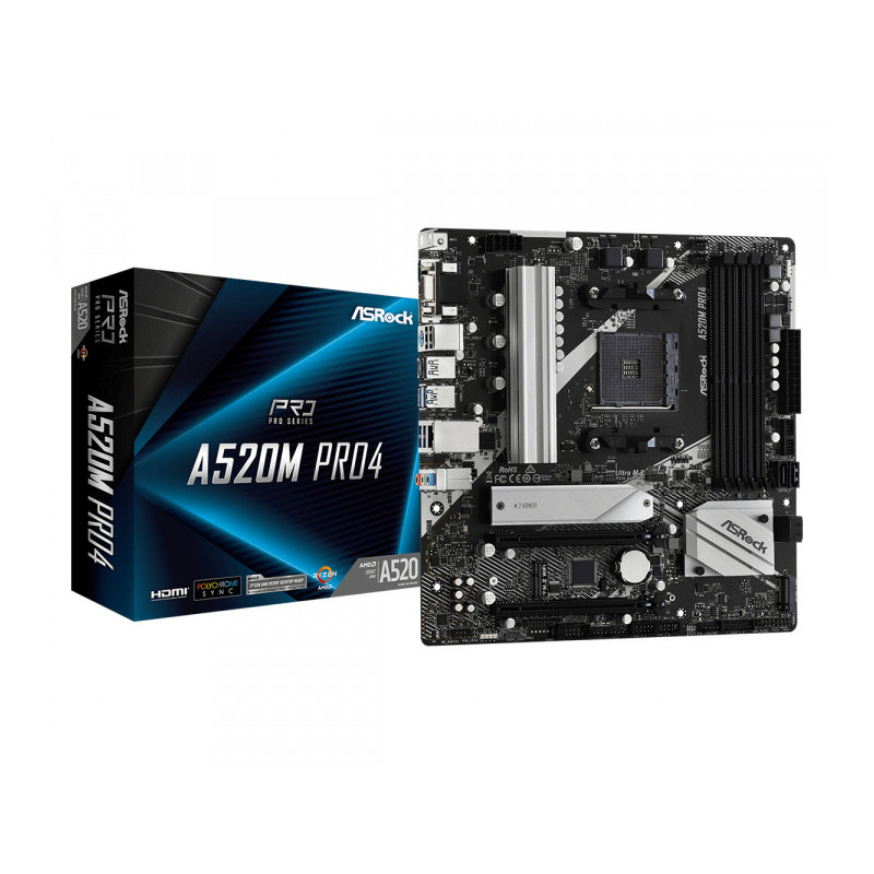 ASRock A520M Pro4 AMD AM4 Motherboard 90-MXBDU0-A0UAYZ ASRock A520M Pro4 AMD AM4 Motherboard 90-MXBDU0-A0UAYZ