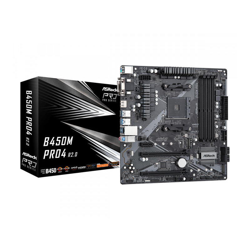 ASRock B450M Pro4 R2.0 AM4 AMD Motherboard 90-MXBEG0-A0UAYZ