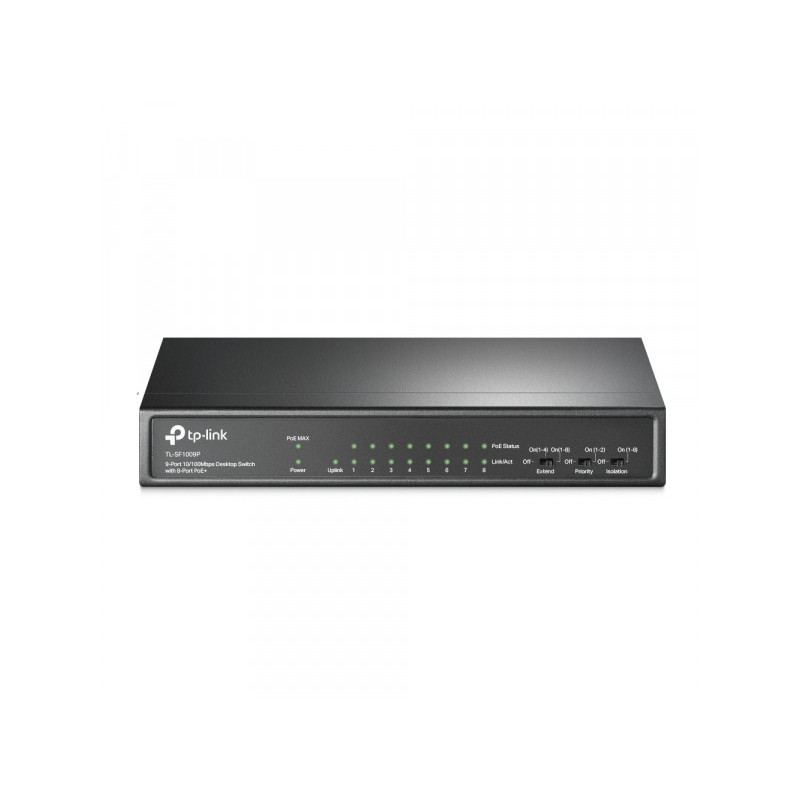 TP-LINK 9 Port 10/100Mbps Desktop Switch with 8 PoE+ Ports TL-SF1009P TP-LINK 9 Port 10/100Mbps Desktop Switch with 8 PoE+ Ports TL-SF1009P