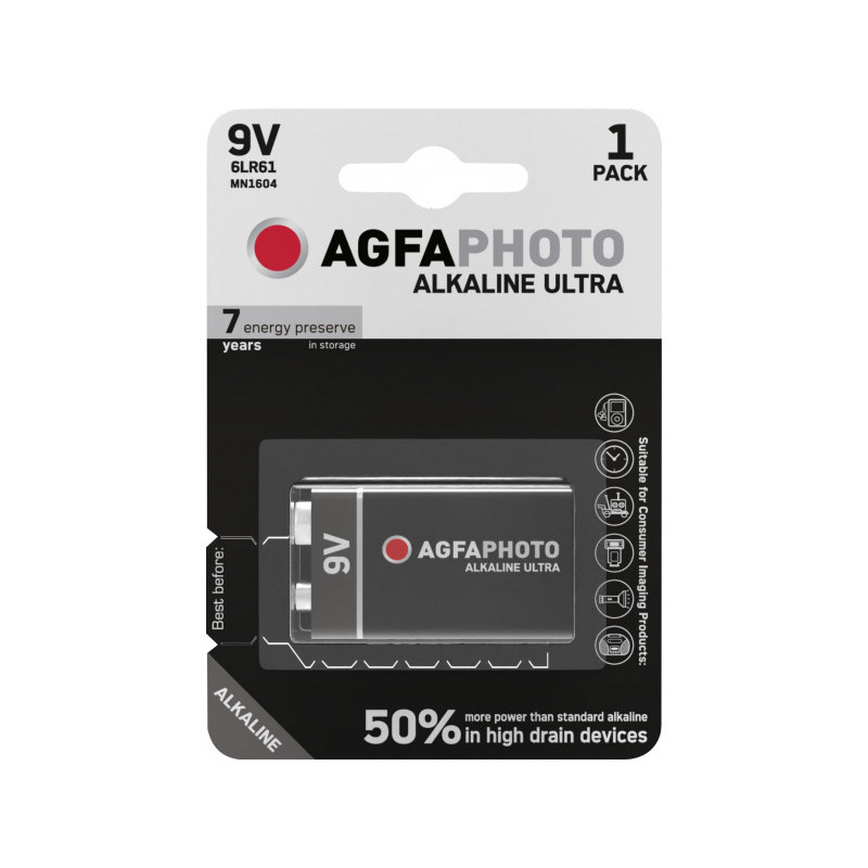 AGFAPHOTO Battery Ultra Alkaline E-Block 9V (1-Pack) AGFAPHOTO Battery Ultra Alkaline E-Block 9V (1-Pack)