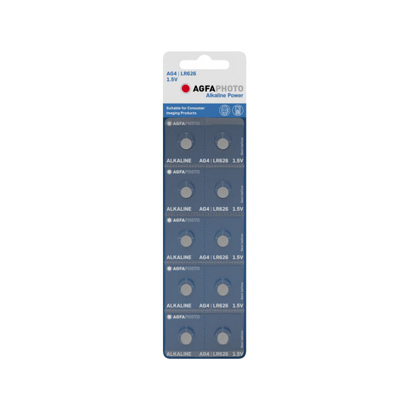 AGFAPHOTO Batterie Power Alkaline Knopfzelle LR626 AG4 (10-Pack)