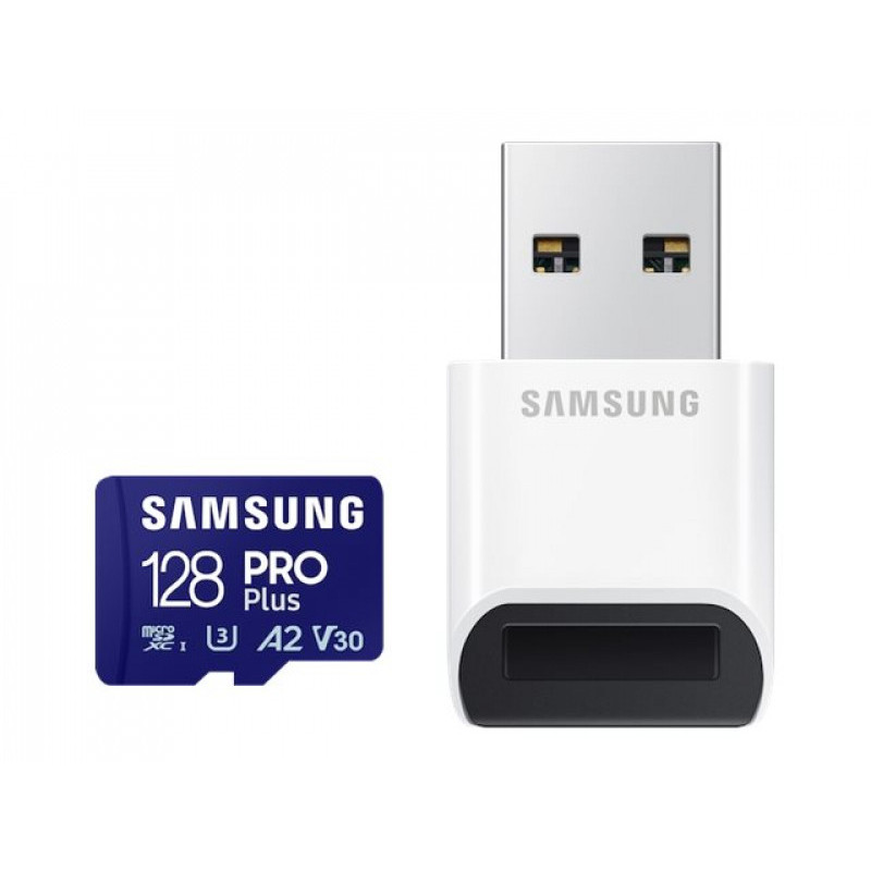 Samsung PRO Plus microSD Card 128GB + USB Card Reader (2023) MB-MD128SB/WW Samsung PRO Plus microSD Card 128GB + USB Card Reader (2023) MB-MD128SB/WW