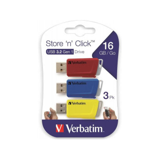 Verbatim Clé USB Store \'n Click 3 x 16 Go Rouge / Bleu / Jaune - USB Type-A