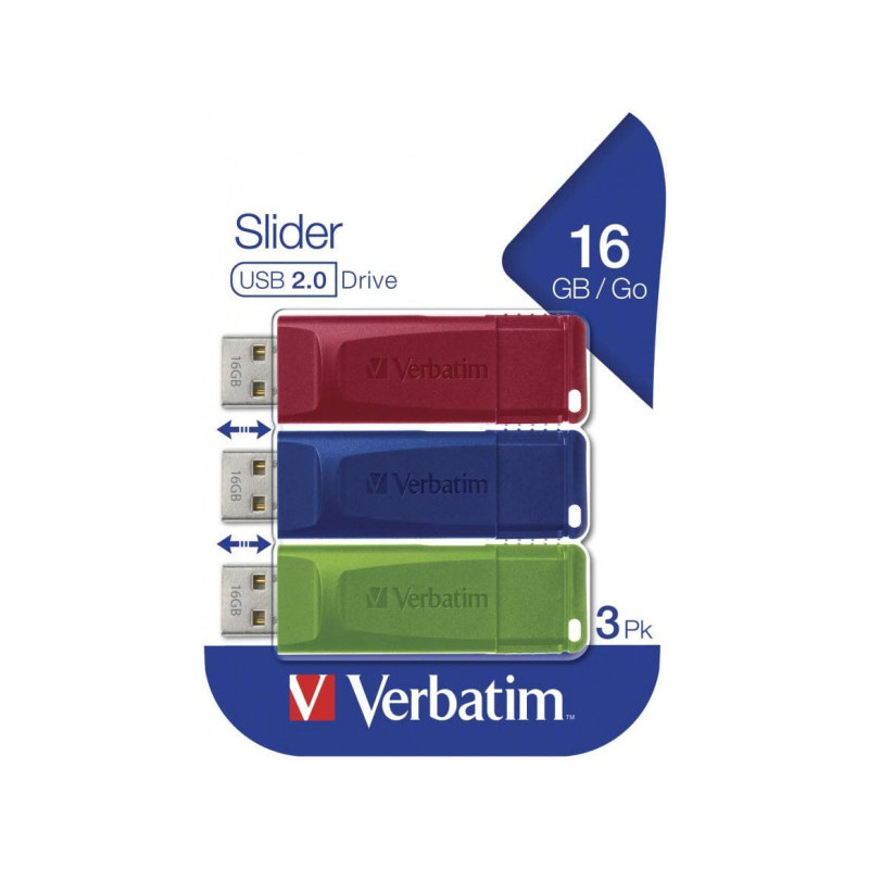 Verbatim Clé USB - Multipack de 16 Go - -Bleu - Vert - Rouge 49326