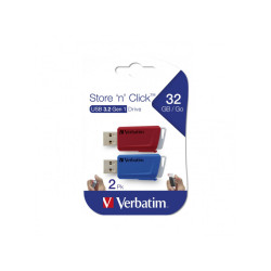Verbatim Clés USB Store \'n\' Click 2 x 32 Go Rouge / Bleu - USB Type-A