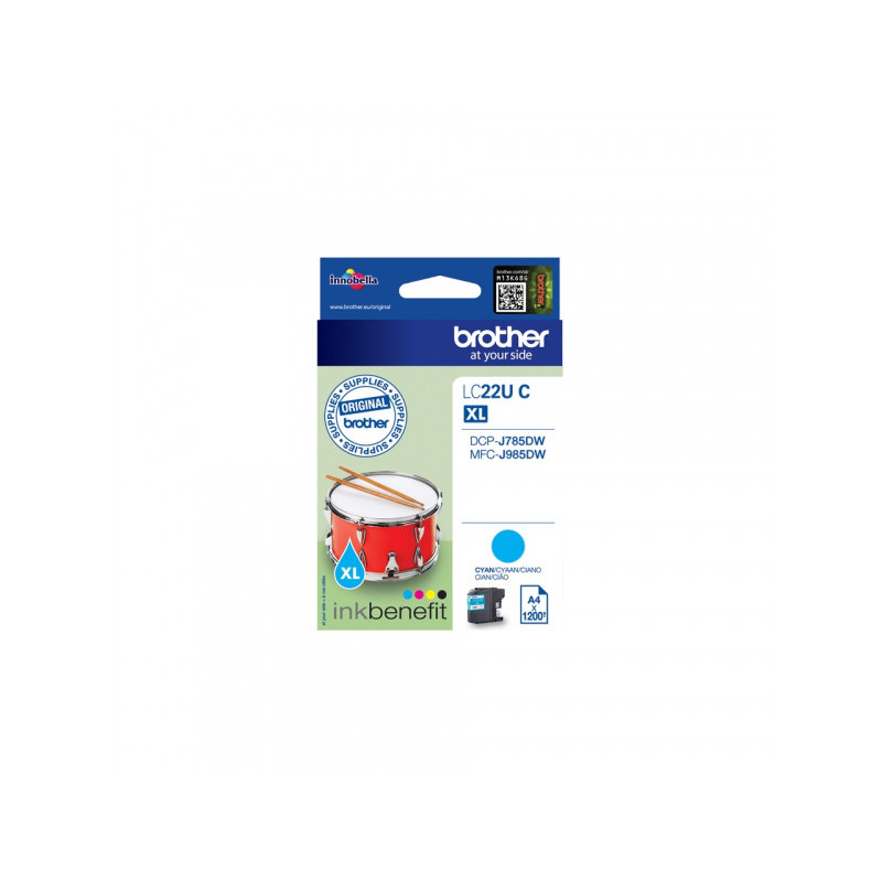 Brother LC-22UC - Original Cyan -High (XL) Yield 1200 pages LC22UC Brother LC-22UC - Original Cyan -High (XL) Yield 1200 pages LC22UC