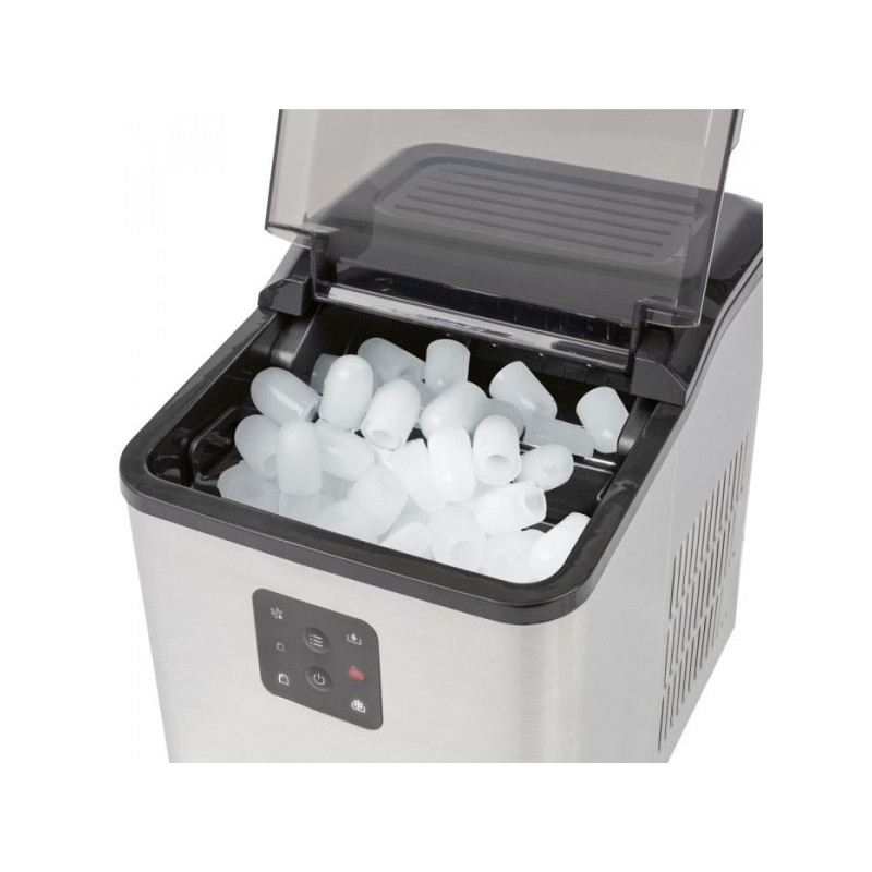 ProfiCook Machine à glaçons PC-EWB 1253 en acier inoxydable et noir.
