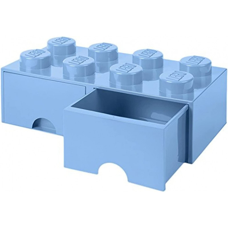 LEGO Brique de rangement 8 plots + 2 tiroir bleu clair (40061736) LEGO Brique de rangement 8 plots + 2 tiroir bleu clair (40061736)
