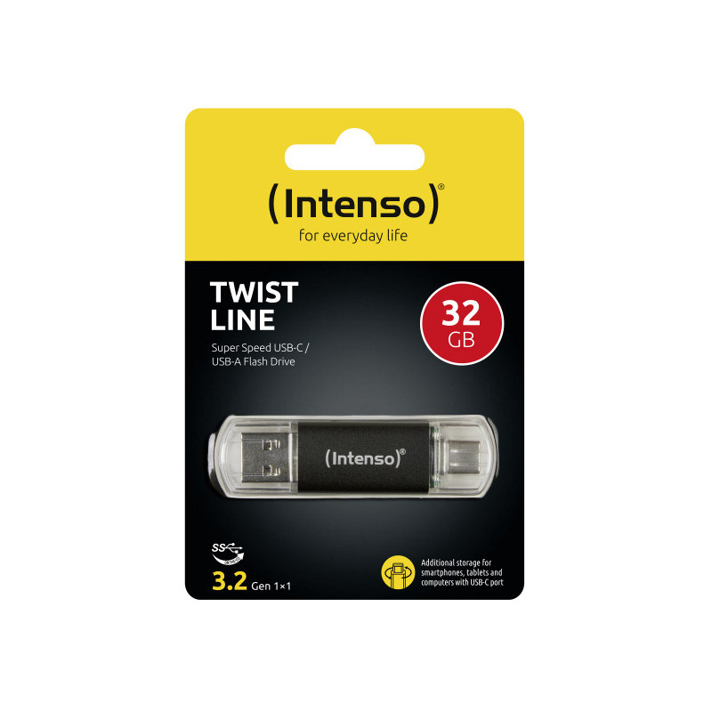 Intenso USB Flash Drive Twist Line 32 Go (3539480) - 3.2 USB-A + USB-C Intenso USB Flash Drive Twist Line 32 Go (3539480) - 3.2 USB-A + USB-C