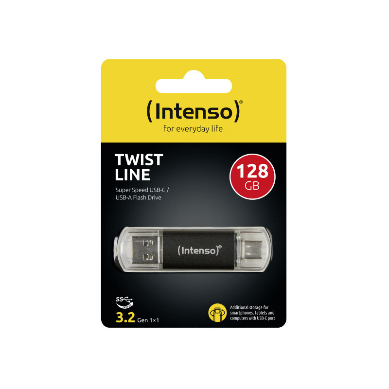 Intenso USB Flash Drive Twist Line 128 Go (3539491) - 3.2 USB-A + USB-C Intenso USB Flash Drive Twist Line 128 Go (3539491) - 3.2 USB-A + USB-C