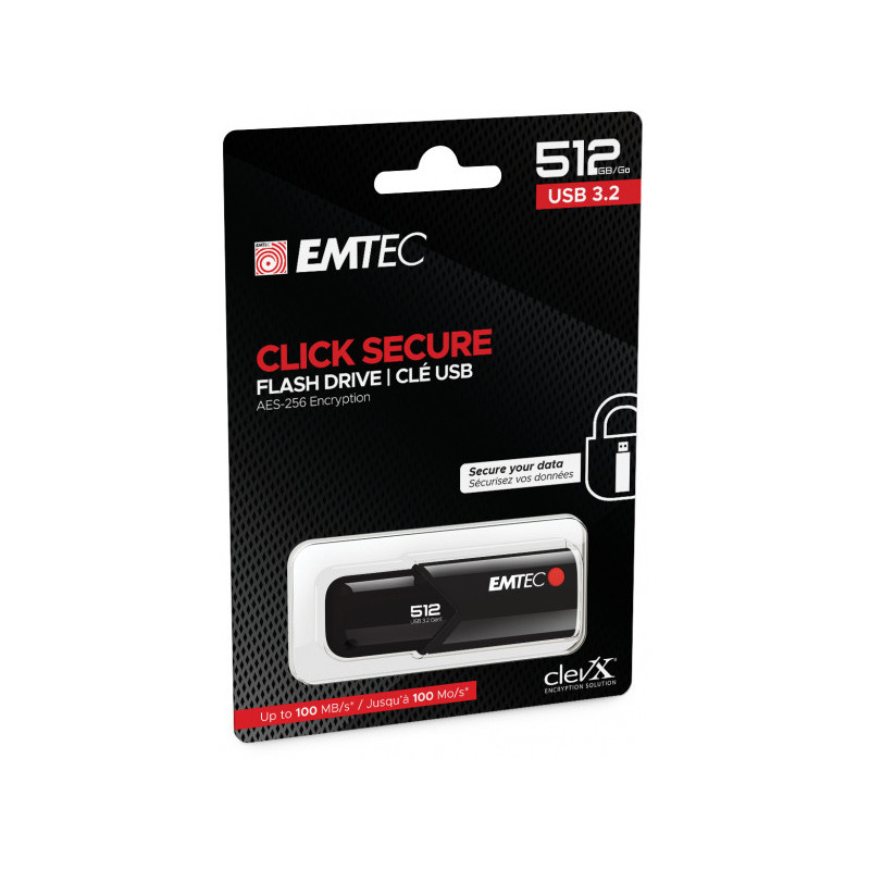 Emtec USB Flash Drive B120 Click Secure 512GB - USB 3.2 Emtec USB Flash Drive B120 Click Secure 512GB - USB 3.2