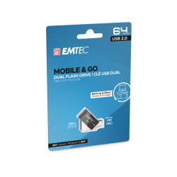 Emtec USB Flash Drive T260 Dual Mobile & Go 64GB - USB-A + micro-USB