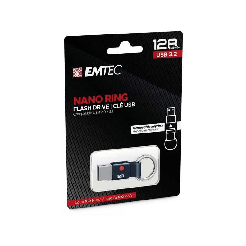 Emtec USB Flash Drive T100 Nano Ring 128GB - USB 3.2 Emtec USB Flash Drive T100 Nano Ring 128GB - USB 3.2