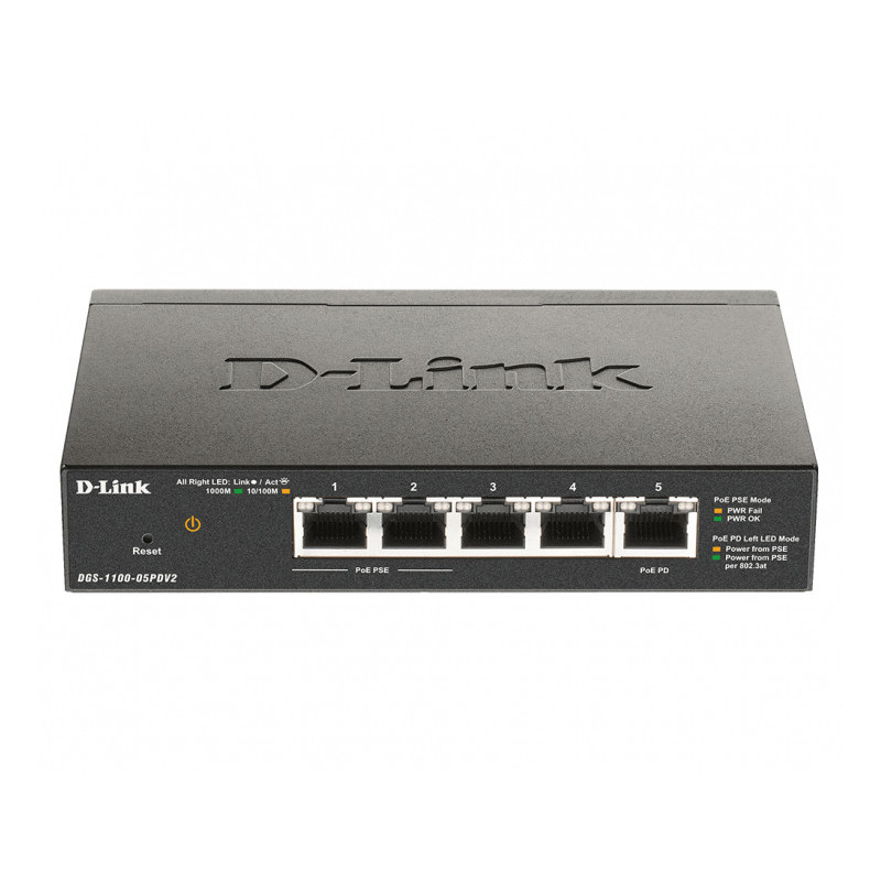 D-Link 5 Port Gigabit PoE Powered Smart Managed Switch DGS-1100-05PDV2 D-Link 5 Port Gigabit PoE Powered Smart Managed Switch DGS-1100-05PDV2
