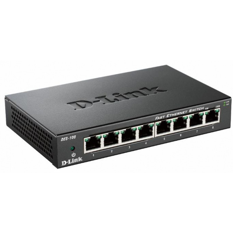D-Link 8 Port Layer2 Fast Ethernet Switch DES-108/E D-Link 8 Port Layer2 Fast Ethernet Switch DES-108/E