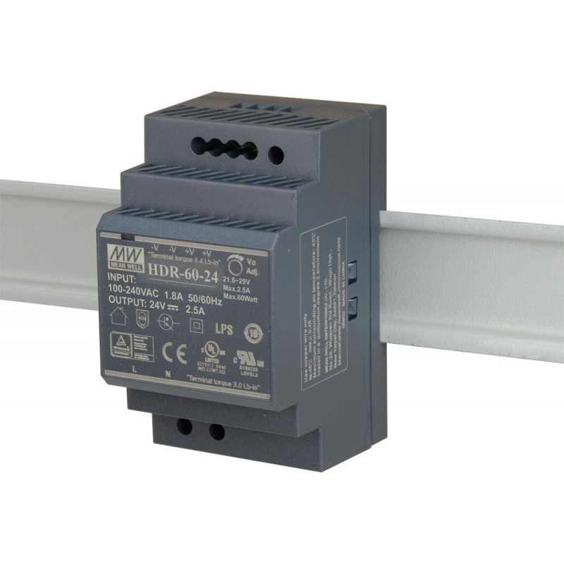 D-Link 60W 24VDC Ultra Slim DIN Rail PSU DIS-H60-24
