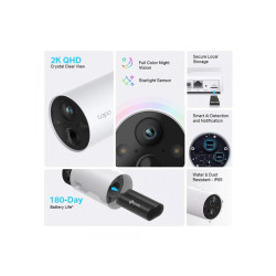 TP-LINK Caméra de sécurité IP 2K QHD blanc/noir - TAPO C420
