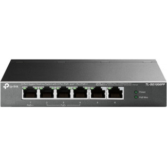 TP-LINK 6-Port Switch 3-Port PoE+ / 1-Port PoE++ Black - TL-SG1006PP