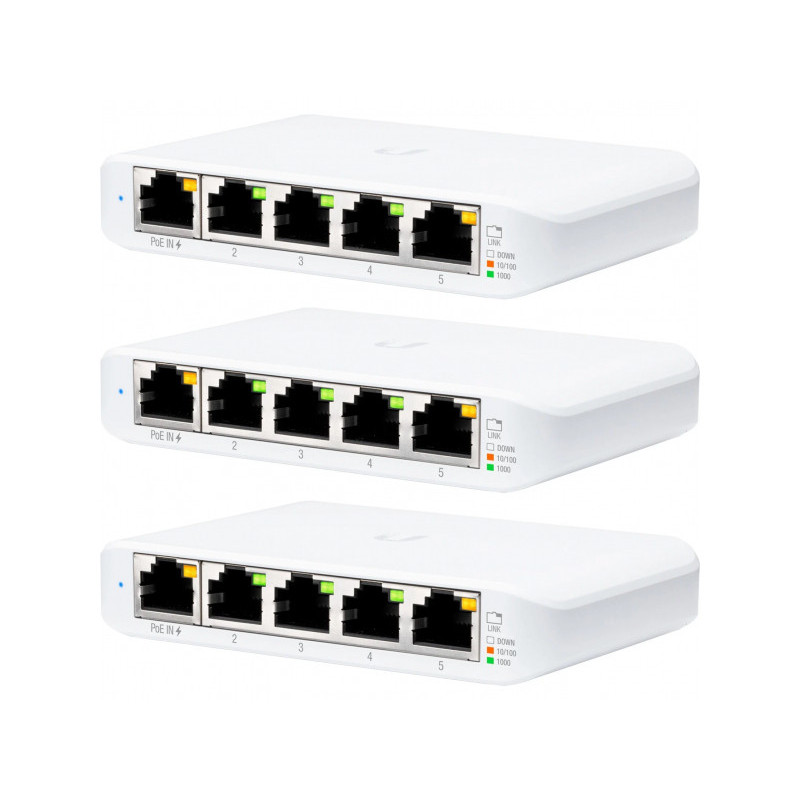 Ubiquiti UniFi USW-Flex-Mini Switch Pack of 3 White - USW-FLEX-MINI-3 Ubiquiti UniFi USW-Flex-Mini Switch Pack of 3 White - USW-FLEX-MINI-3