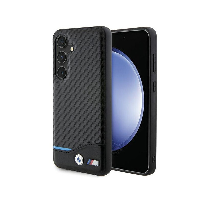 BMW Coque pour Samsung S24 S921 noire Cuir Carbone BMW Coque pour Samsung S24 S921 noire Cuir Carbone