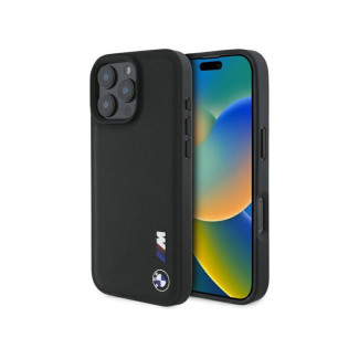 BMW Coque pour iPhone 16 Pro Max noire Finition Caoutchouc Lisse Logo