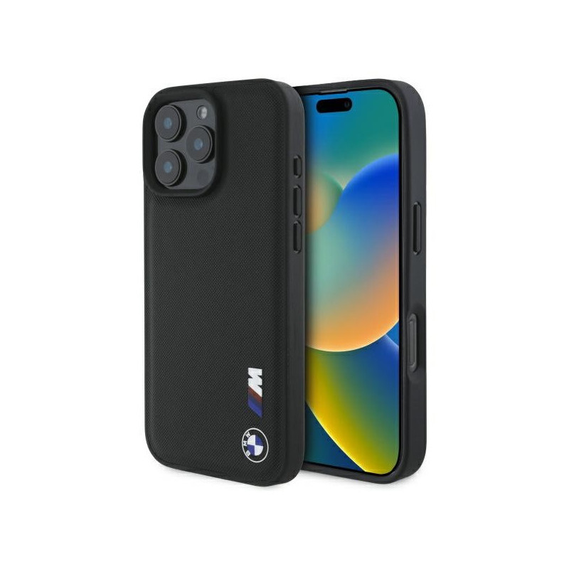 BMW Coque pour iPhone 16 Pro Max noire Finition Caoutchouc Lisse Logo BMW Coque pour iPhone 16 Pro Max noire Finition Caoutchouc Lisse Logo